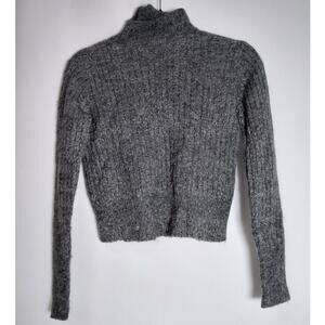 360CASHMERE Gray Knit Sweater Solid Long Sleeve Women Size S